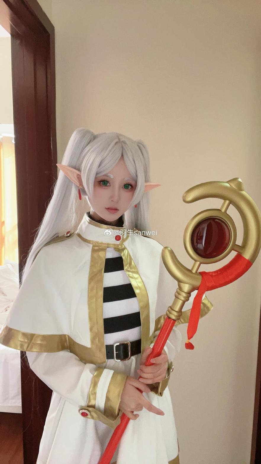羽生三未私服：黑色旗袍cos，气场十足
